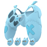 PlayVital Gothic Imp Series Cute Silicone Case for ps5 Controller with 4 Thumb Grips and 6 Stickers, Anti-Slip Silicone Skin Cover, Compatible with ps5 Charging Station - Aqua Blue - GTKPFP003