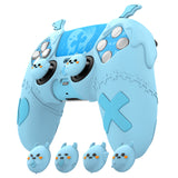 PlayVital Gothic Imp Series Cute Silicone Case for ps5 Controller with 4 Thumb Grips and 6 Stickers, Anti-Slip Silicone Skin Cover, Compatible with ps5 Charging Station - Aqua Blue - GTKPFP003