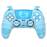 PlayVital Gothic Imp Series Cute Silicone Case for ps5 Controller with 4 Thumb Grips and 6 Stickers, Anti-Slip Silicone Skin Cover, Compatible with ps5 Charging Station - Aqua Blue - GTKPFP003