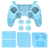 PlayVital Gothic Imp Series Cute Silicone Case for ps5 Controller with 4 Thumb Grips and 6 Stickers, Anti-Slip Silicone Skin Cover, Compatible with ps5 Charging Station - Aqua Blue - GTKPFP003