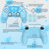 PlayVital Gothic Imp Series Cute Silicone Case for ps5 Controller with 4 Thumb Grips and 6 Stickers, Anti-Slip Silicone Skin Cover, Compatible with ps5 Charging Station - Aqua Blue - GTKPFP003