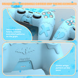 PlayVital Gothic Imp Series Cute Silicone Case for ps5 Controller with 4 Thumb Grips and 6 Stickers, Anti-Slip Silicone Skin Cover, Compatible with ps5 Charging Station - Aqua Blue - GTKPFP003