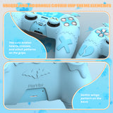 PlayVital Gothic Imp Series Cute Silicone Case for ps5 Controller with 4 Thumb Grips and 6 Stickers, Anti-Slip Silicone Skin Cover, Compatible with ps5 Charging Station - Aqua Blue - GTKPFP003