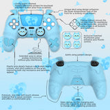 PlayVital Gothic Imp Series Cute Silicone Case for ps5 Controller with 4 Thumb Grips and 6 Stickers, Anti-Slip Silicone Skin Cover, Compatible with ps5 Charging Station - Aqua Blue - GTKPFP003