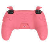 PlayVital Gothic Imp Series Cute Silicone Case for ps5 Controller with 4 Thumb Grips and 6 Stickers, Anti-Slip Silicone Skin Cover, Compatible with ps5 Charging Station - Peach Pink - GTKPFP004