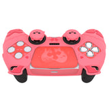 PlayVital Gothic Imp Series Cute Silicone Case for ps5 Controller with 4 Thumb Grips and 6 Stickers, Anti-Slip Silicone Skin Cover, Compatible with ps5 Charging Station - Peach Pink - GTKPFP004