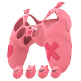 PlayVital Gothic Imp Series Cute Silicone Case for ps5 Controller with 4 Thumb Grips and 6 Stickers, Anti-Slip Silicone Skin Cover, Compatible with ps5 Charging Station - Peach Pink - GTKPFP004