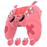 PlayVital Gothic Imp Series Cute Silicone Case for ps5 Controller with 4 Thumb Grips and 6 Stickers, Anti-Slip Silicone Skin Cover, Compatible with ps5 Charging Station - Peach Pink - GTKPFP004