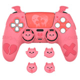 PlayVital Gothic Imp Series Cute Silicone Case for ps5 Controller with 4 Thumb Grips and 6 Stickers, Anti-Slip Silicone Skin Cover, Compatible with ps5 Charging Station - Peach Pink - GTKPFP004