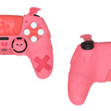 PlayVital Gothic Imp Series Cute Silicone Case for ps5 Controller with 4 Thumb Grips and 6 Stickers, Anti-Slip Silicone Skin Cover, Compatible with ps5 Charging Station - Peach Pink - GTKPFP004