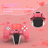 PlayVital Gothic Imp Series Cute Silicone Case for ps5 Controller with 4 Thumb Grips and 6 Stickers, Anti-Slip Silicone Skin Cover, Compatible with ps5 Charging Station - Peach Pink - GTKPFP004