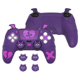 PlayVital Gothic Imp Series Cute Silicone Case for ps5 Controller with 4 Thumb Grips and 6 Stickers, Anti-Slip Silicone Skin Cover, Compatible with ps5 Charging Station - Purple - GTKPFP002