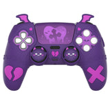 PlayVital Gothic Imp Series Cute Silicone Case for ps5 Controller with 4 Thumb Grips and 6 Stickers, Anti-Slip Silicone Skin Cover, Compatible with ps5 Charging Station - Purple - GTKPFP002