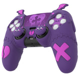 PlayVital Gothic Imp Series Cute Silicone Case for ps5 Controller with 4 Thumb Grips and 6 Stickers, Anti-Slip Silicone Skin Cover, Compatible with ps5 Charging Station - Purple - GTKPFP002