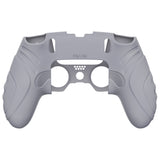 PlayVital Guardian Edition Anti-Slip Ergonomic Silicone Cover Case for ps5 Edge Controller, Soft Rubber Protector Skin for ps5 Edge Wireless Controller with Thumb Grip Caps - Metallic Gray - EHPFP011