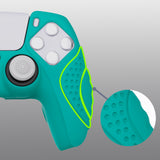 PlayVital Guardian Edition Aqua Green Ergonomic Soft Anti-slip Controller Silicone Case Cover, Rubber Protector Skins with White Joystick Caps for PS5 Controller - YHPF010