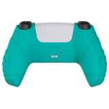 PlayVital Guardian Edition Aqua Green Ergonomic Soft Anti-slip Controller Silicone Case Cover, Rubber Protector Skins with White Joystick Caps for PS5 Controller - YHPF010