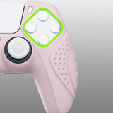 PlayVital Guardian Edition Pink Ergonomic Soft Anti-slip Controller Silicone Case Cover, Rubber Protector Skins with White Joystick Caps for PS5 Controller - YHPF005