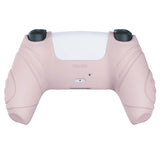 PlayVital Guardian Edition Pink Ergonomic Soft Anti-slip Controller Silicone Case Cover, Rubber Protector Skins with White Joystick Caps for PS5 Controller - YHPF005