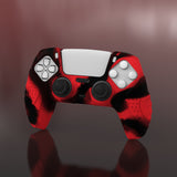 PlayVital Guardian Edition Ergonomic Soft Anti-Slip Controller Silicone Case Cover for ps5, Rubber Protector Skins with Black Joystick Caps for ps5 Controller - Red & Black - YHPF020