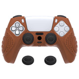 PlayVital Guardian Edition Signal Brown Ergonomic Soft Anti-slip Controller Silicone Case Cover, Rubber Protector Skins with Black Joystick Caps for PS5 Controller - YHPF025