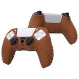 PlayVital Guardian Edition Signal Brown Ergonomic Soft Anti-slip Controller Silicone Case Cover, Rubber Protector Skins with Black Joystick Caps for PS5 Controller - YHPF025