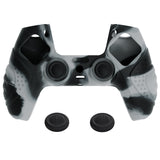 PlayVital Guardian Edition New Hope Gray & Black Ergonomic Soft Anti-slip Controller Silicone Case Cover, Rubber Protector Skins with Black Joystick Caps for PS5 Controller - YHPF031