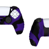 PlayVital Guardian Edition Purple & Black Ergonomic Soft Anti-slip Controller Silicone Case Cover, Rubber Protector Skins with Black Joystick Caps for PS5 Controller - YHPF030