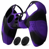 PlayVital Guardian Edition Purple & Black Ergonomic Soft Anti-slip Controller Silicone Case Cover, Rubber Protector Skins with Black Joystick Caps for PS5 Controller - YHPF030