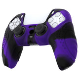 PlayVital Guardian Edition Purple & Black Ergonomic Soft Anti-slip Controller Silicone Case Cover, Rubber Protector Skins with Black Joystick Caps for PS5 Controller - YHPF030