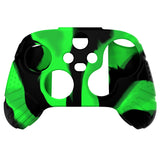 PlayVital Guardian Edition Green & Black Ergonomic Soft Anti-slip Controller Silicone Case Cover, Rubber Protector Skins with Black Joystick Caps for Xbox Series S and Xbox Series X Controller - HCX3013