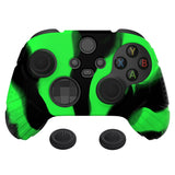 PlayVital Guardian Edition Green & Black Ergonomic Soft Anti-slip Controller Silicone Case Cover, Rubber Protector Skins with Black Joystick Caps for Xbox Series S and Xbox Series X Controller - HCX3013