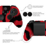 PlayVital Guardian Edition Red & Black Ergonomic Soft Anti-slip Controller Silicone Case Cover, Rubber Protector Skins with Black Joystick Caps for Xbox Series S and Xbox Series X Controller - HCX3012