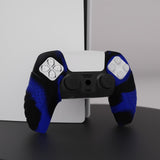 PlayVital Guardian Edition Blue & Black Ergonomic Soft Controller Silicone Case Grips for PS5, Rubber Protector Skins with Thumbstick Caps for PS5 Controller – Compatible with Charging Station - YHPF029