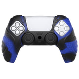 PlayVital Guardian Edition Blue & Black Ergonomic Soft Controller Silicone Case Grips for PS5, Rubber Protector Skins with Thumbstick Caps for PS5 Controller – Compatible with Charging Station - YHPF029