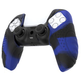 PlayVital Guardian Edition Blue & Black Ergonomic Soft Controller Silicone Case Grips for PS5, Rubber Protector Skins with Thumbstick Caps for PS5 Controller – Compatible with Charging Station - YHPF029