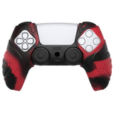 PlayVital Guardian Edition Red & Black Ergonomic Soft Controller Silicone Case Grips for PS5, Rubber Protector Skins with Thumbstick Caps for PS5 Controller – Compatible with Charging Station - YHPF028