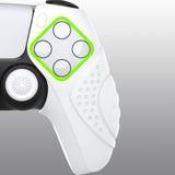 PlayVital Guardian Edition White Ergonomic Soft Controller Silicone Case Grips for PS5, Rubber Protector Skins with Thumbstick Caps for PS5 Controller – Compatible with Charging Station - YHPF027