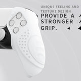 PlayVital Guardian Edition White Ergonomic Soft Controller Silicone Case Grips for PS5, Rubber Protector Skins with Thumbstick Caps for PS5 Controller – Compatible with Charging Station - YHPF027