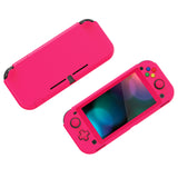 PlayVital Customized Protective Grip Case for NS Switch Lite, Bright Pink Hard Cover Protector for NS Switch Lite - 1 x Black Border Tempered Glass Screen Protector Included - YYNLP008