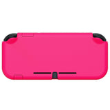 PlayVital Customized Protective Grip Case for NS Switch Lite, Bright Pink Hard Cover Protector for NS Switch Lite - 1 x Black Border Tempered Glass Screen Protector Included - YYNLP008