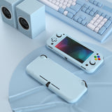 PlayVital Customized Protective Grip Case for NS Switch Lite, Heaven Blue Hard Cover Protector for NS Switch Lite - 1 x Black Border Tempered Glass Screen Protector Included - YYNLP013