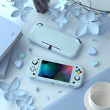 PlayVital Customized Protective Grip Case for NS Switch Lite, Heaven Blue Hard Cover Protector for NS Switch Lite - 1 x Black Border Tempered Glass Screen Protector Included - YYNLP013