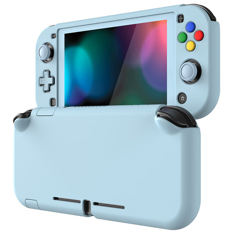 PlayVital Customized Protective Grip Case for NS Switch Lite, Heaven Blue Hard Cover Protector for NS Switch Lite - 1 x Black Border Tempered Glass Screen Protector Included - YYNLP013