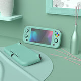 PlayVital Customized Protective Grip Case for NS Switch Lite, Misty Green Hard Cover Protector for NS Switch Lite - 1 x Black Border Tempered Glass Screen Protector Included - YYNLP011