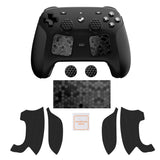 PlayVital Hexagon Diamond Texture Grip Sticker Set for Steam Controller 2, Anti-Slip PU Skin Cover Accessory Kit for Steam Controller with Touchpad Stickers and Thumb Grips - Black - SURSCM001