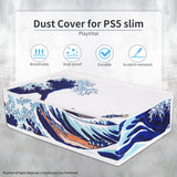 PlayVital Horizontal Dust Cover for ps5 Slim Disc Edition(The New Smaller Design), Nylon Dust Proof Protector Waterproof Cover Sleeve for ps5 Slim Console - The Great Wave - HUYPFH001