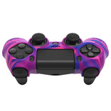 PlayVital Line & Dot Pink & Purple & Blue Silicone Cover Skin for ps4 Controller, Anti-Slip Soft Protector Case Cover with Thumb Grip Caps for ps4 for ps4 Slim for ps4 Pro Controller - CLRP4P006
