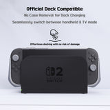 PlayVital METEOR Protective Case for Nintendo Switch 2, Dockable Ergonomic Non-Slip TPU Grip Cover with Thumb Grip for Switch 2, Shockproof Anti-Scratches Protector - New Hope Gray - YDCNTM003