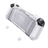 PlayVital METEOR Protective Case for Nintendo Switch 2, Dockable Ergonomic Non-Slip TPU Grip Cover with Thumb Grip for Switch 2, Shockproof Anti-Scratches Protector - White - YDCNTM002